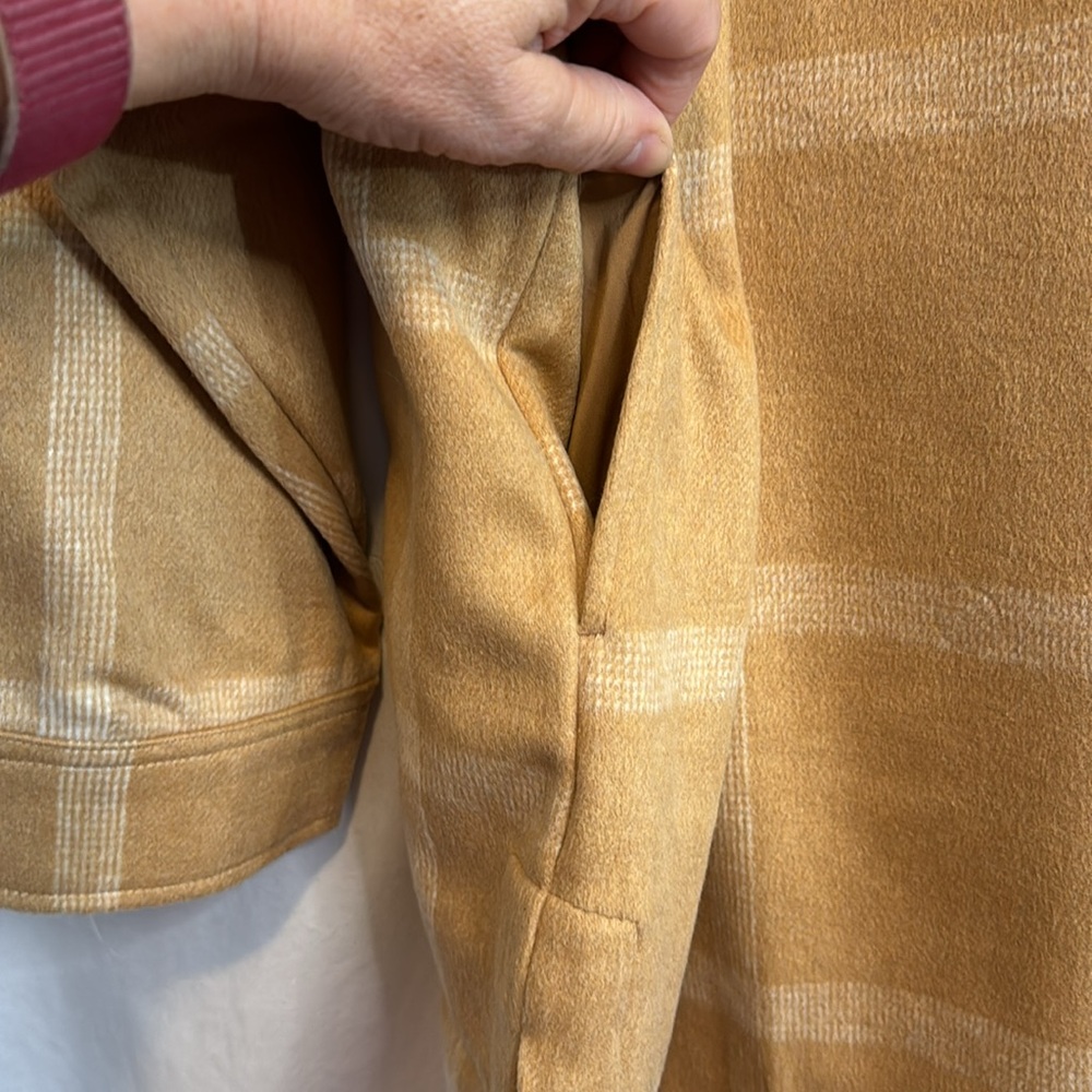 Sonoma Shacket Tan & White Plaid in Sizes 0X, 1X NWT - Picture 5 of 13